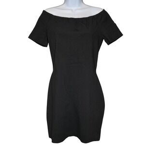 STEFANEL Womens Black Off Shoulder Mini Dress Sz M Going Out Cocktail Party LBD